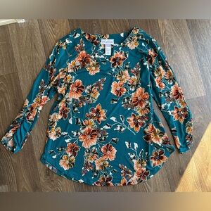 Alfred Dunner Teal Floral Blouse